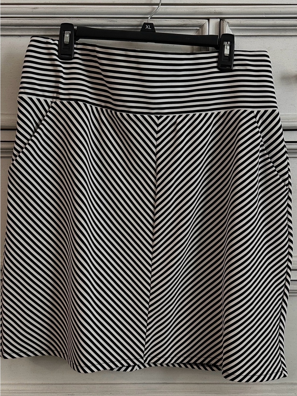 Apt. 9 Black and White Striped A-Line Skirt